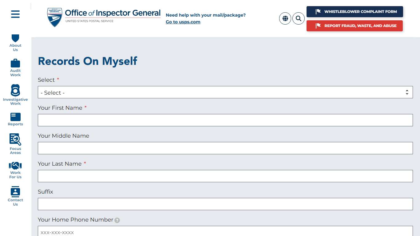 Records On Myself | Office of Inspector General OIG